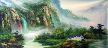Cottage im Sommer Berg Landschaften aus China Ölgemälde